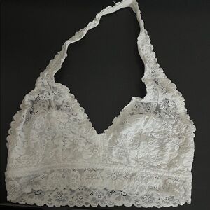 Aerie Halter White Lace Bralette M/DD